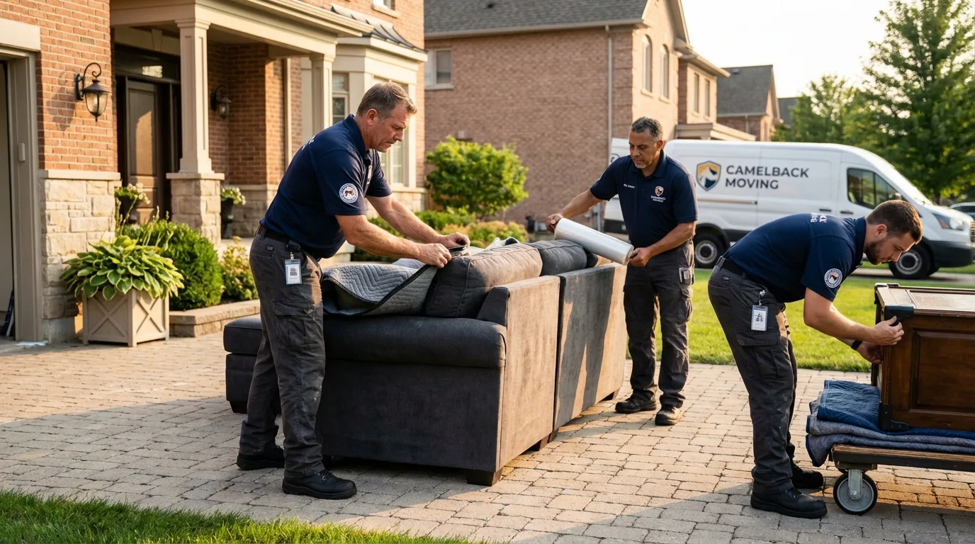 Large estate moving crew wrapping furniture in Audubon, IA